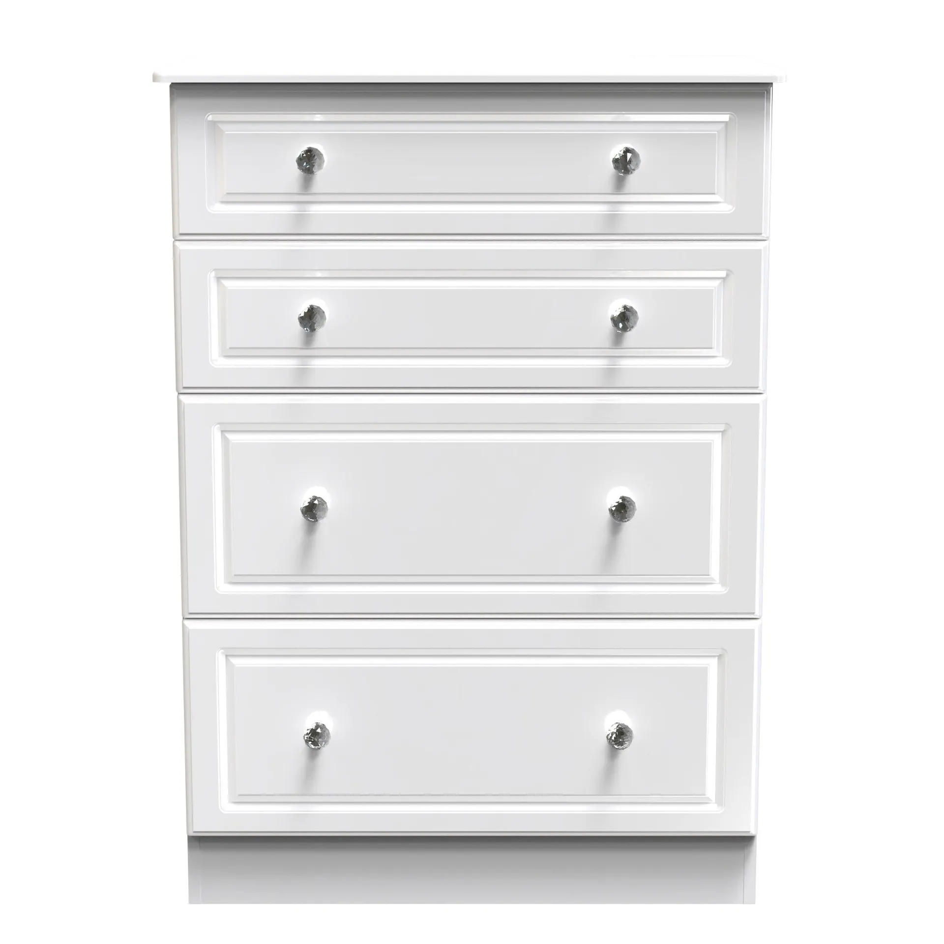 Lisbon Ready Assembled Chest Of Drawers with 4 Drawers - White Gloss & White