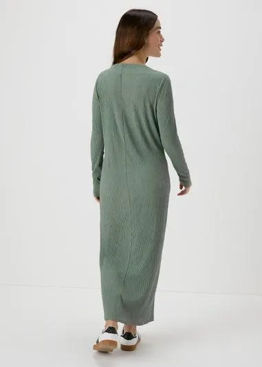 Green Plisse Midi Dress