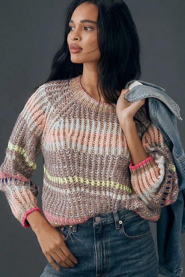 By Anthropologie Emma Chunky Knit Multicolour Jumper
