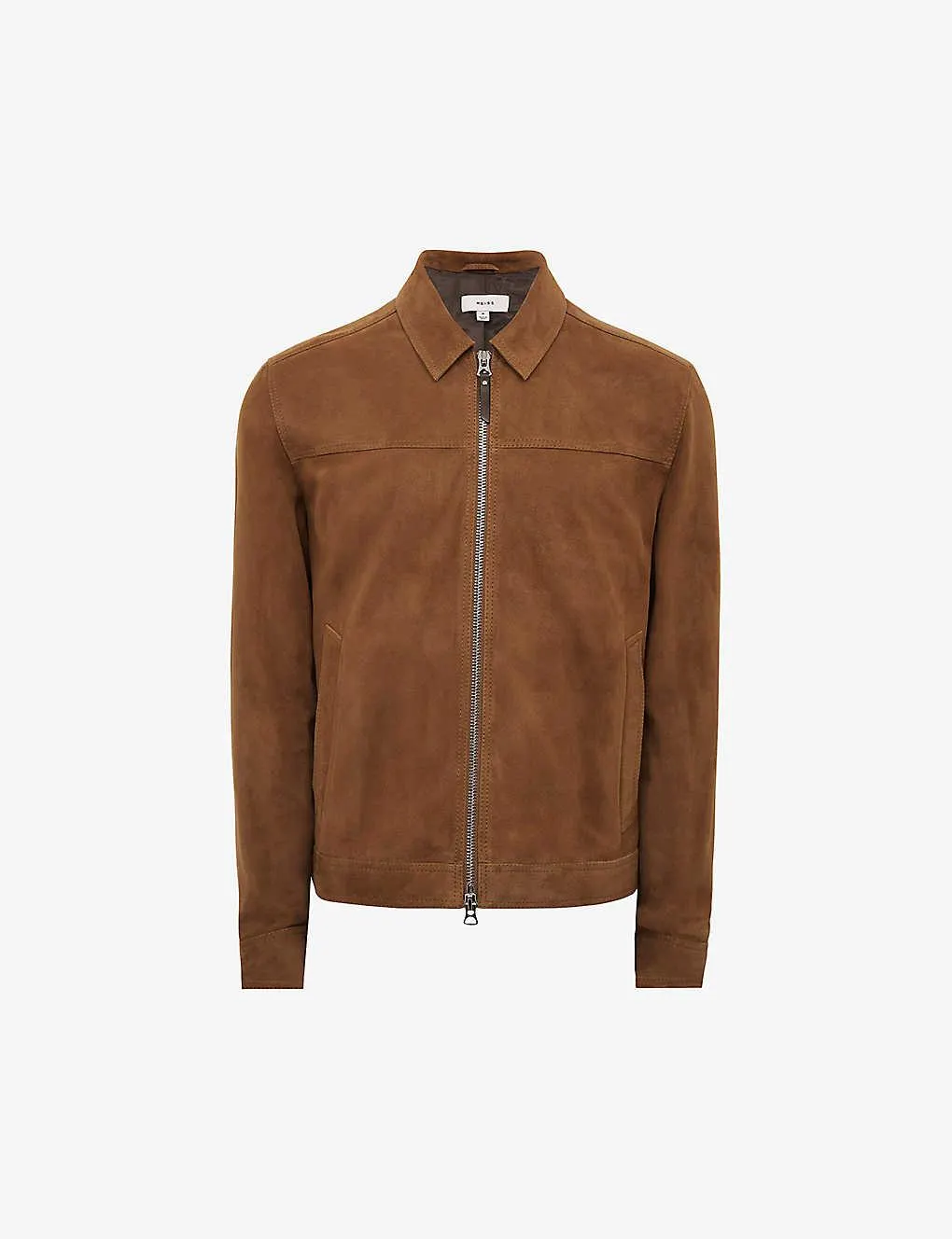 Riley slim-fit collared suede jacket