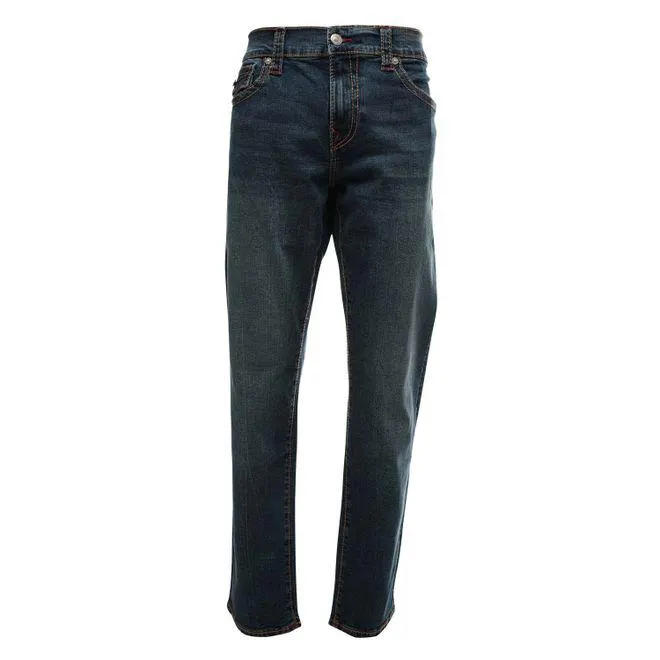 True Religion Mens Geno Big T Flap Slim Jeans in Indigo