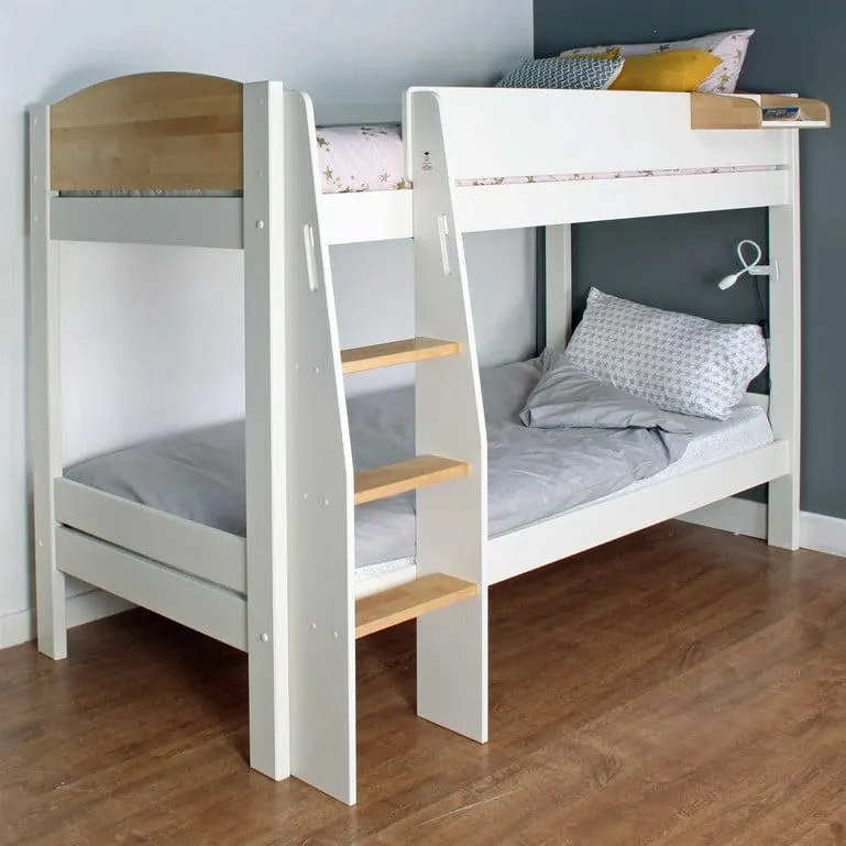 White Wood Children's Single Bunk Bed, Birch