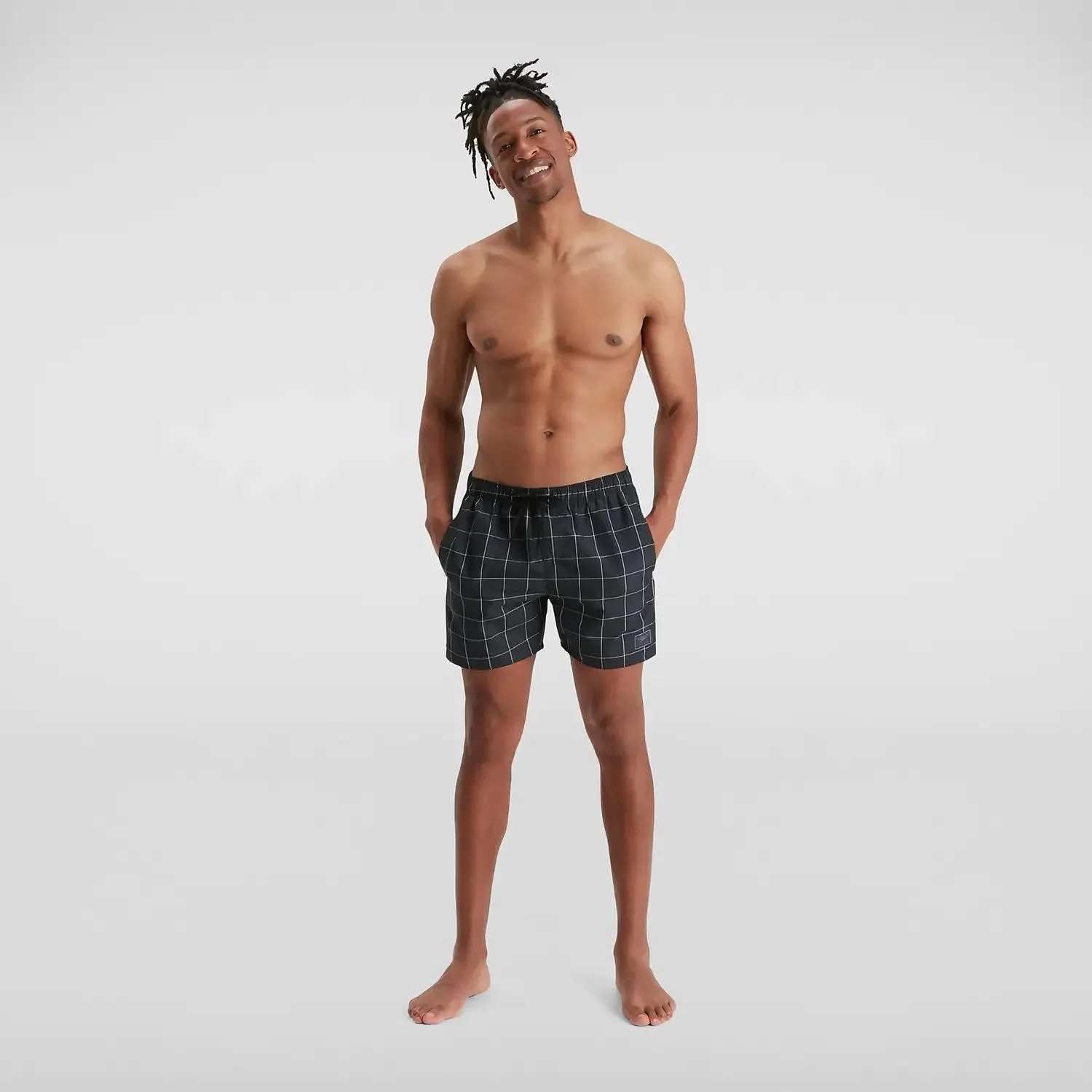 Men's Check Leisure 16" Watershort Black/Grey
