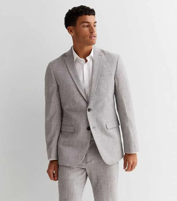 Pale Grey Slim Suit Jacket