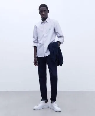 Lapel collar striped shirt