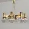 Mid-Century Brass and Eight Light Glass Globes Chandelier from Hans-Agne Jakobsson Ab Markaryd, 1970s