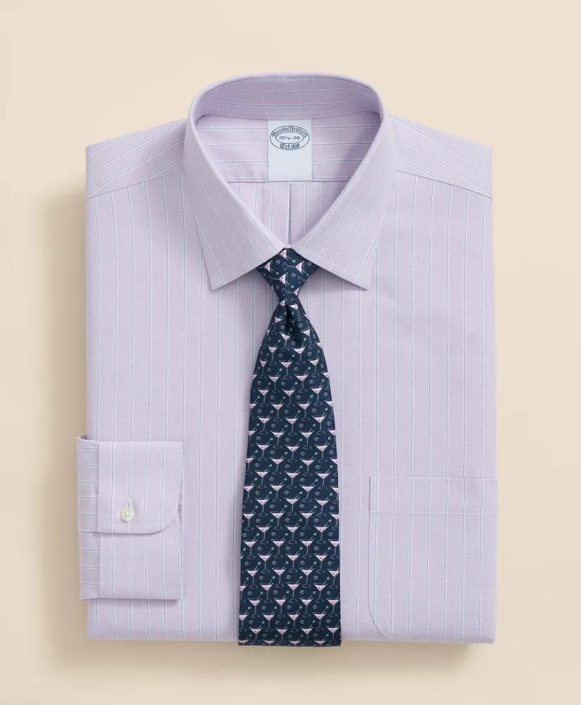 Stretch Supima ® Cotton Non-Iron Royal Oxford Ainsley Collar, Striped Dress Shirt