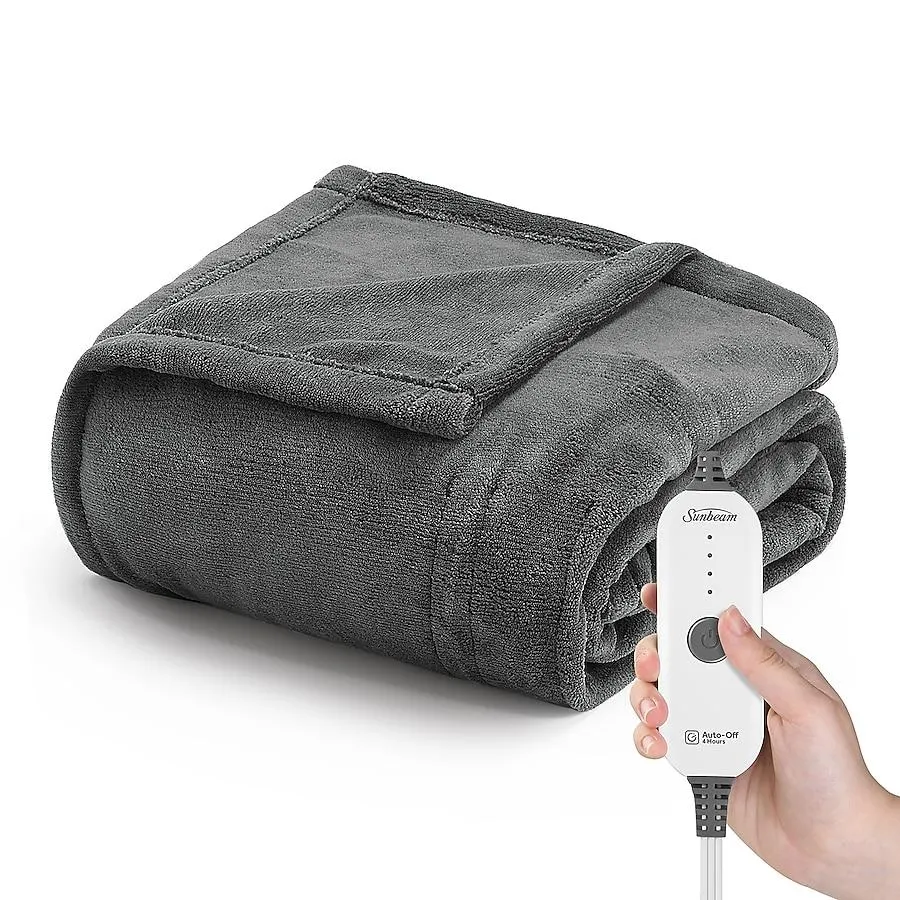 Sunbeam Dark Shadow 50-in x 60-in Polyester Heated blanket