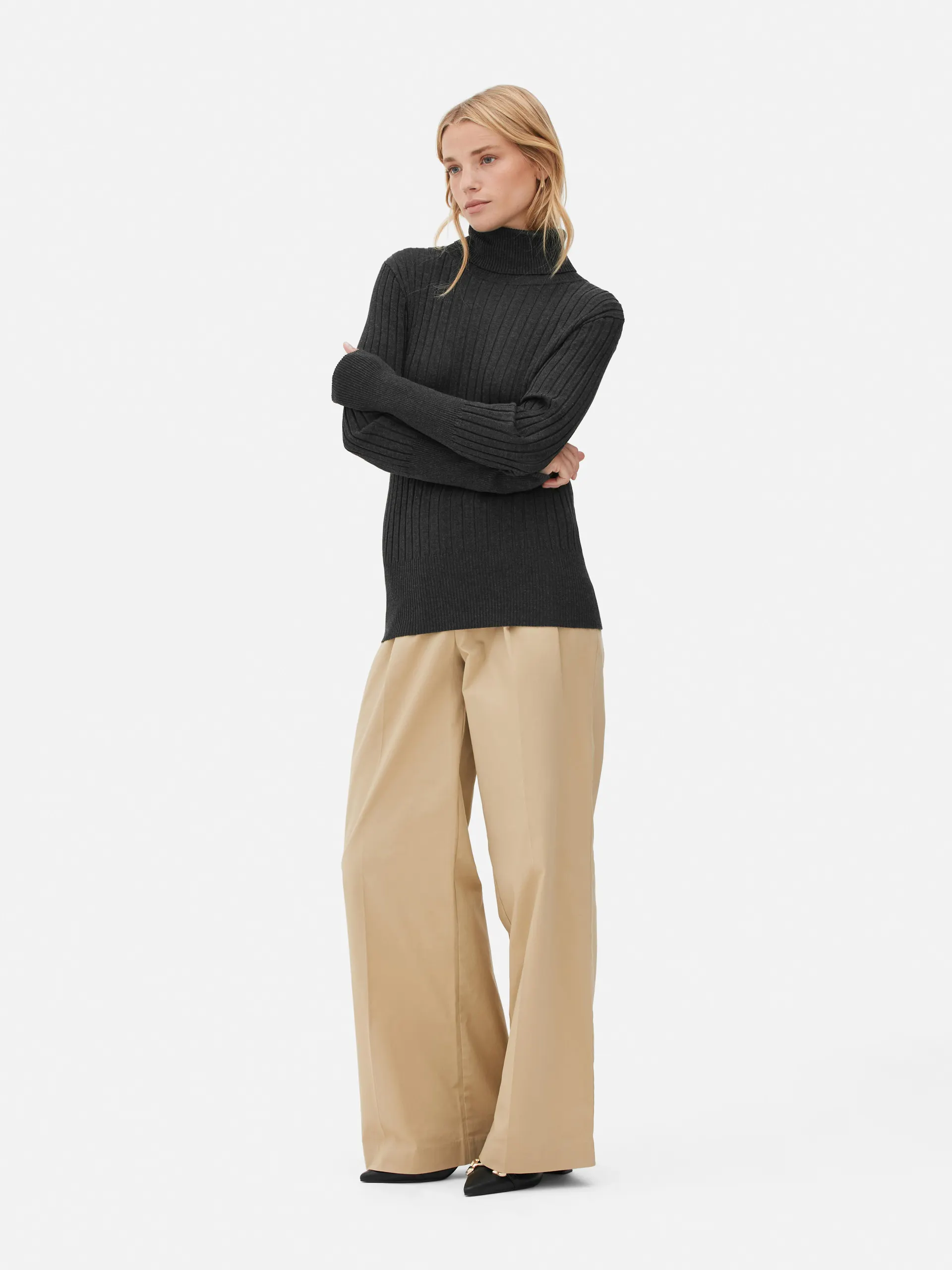 The Edit Ribbed Roll Neck Top