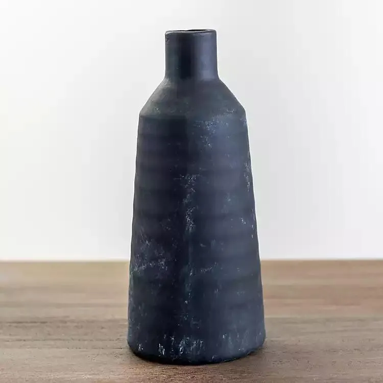 Matte Black Modern Vase, 11 in.