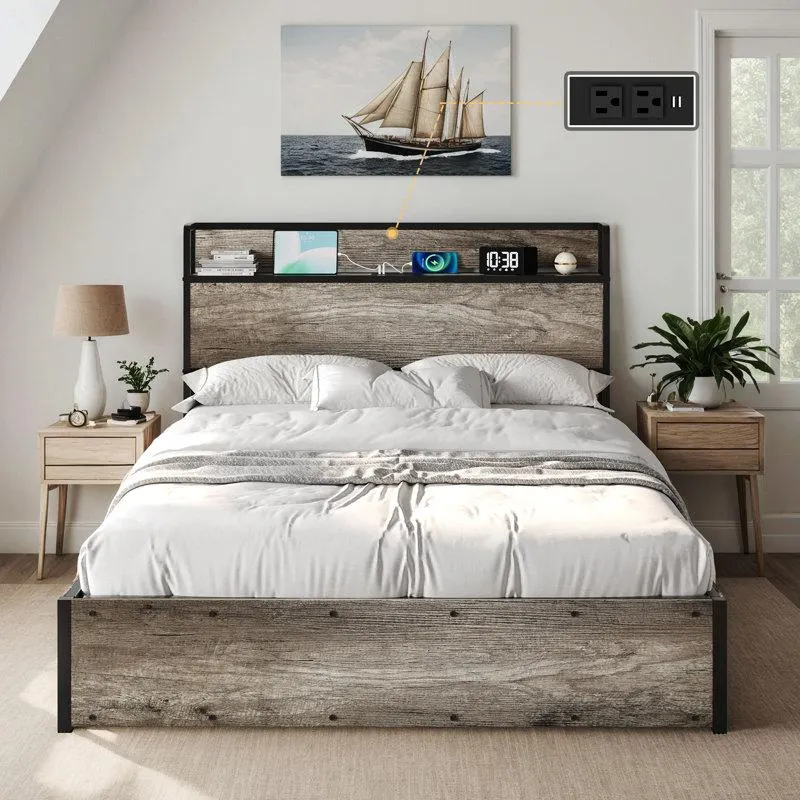 Shila Lift Up Storage Bed Frame & Charging Station
