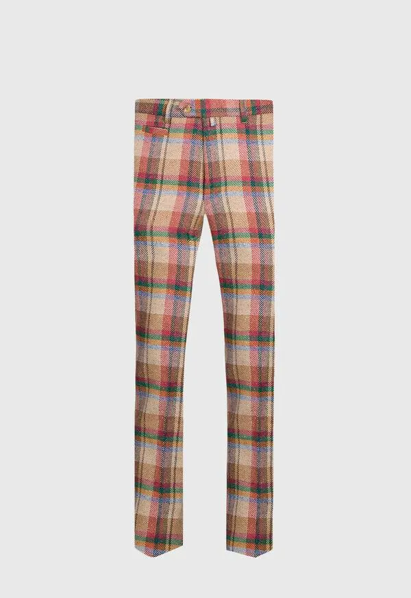 Linen Plaid Dress Trouser