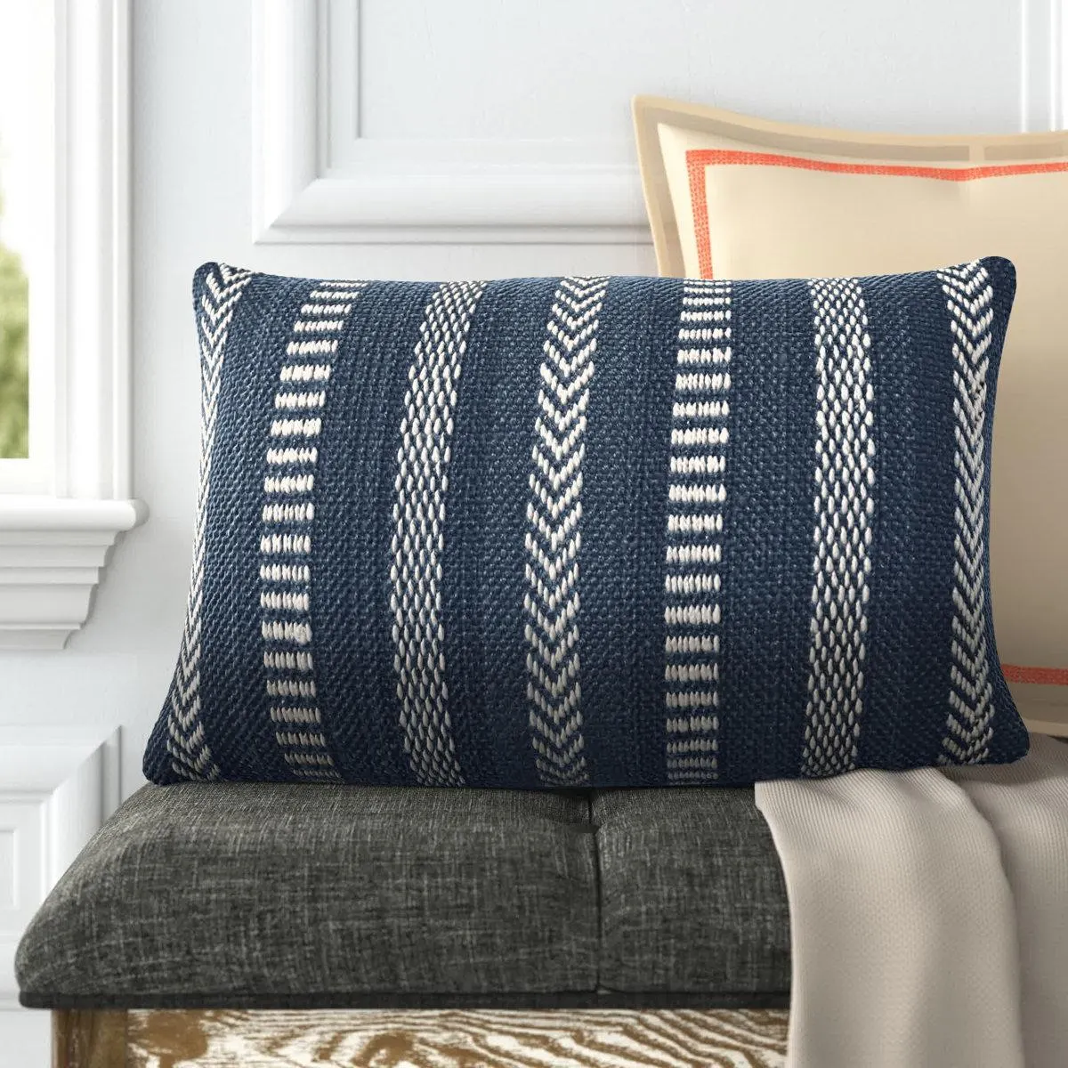 Positano Embroidered Indoor/Outdoor Lumbar Pillow Cover