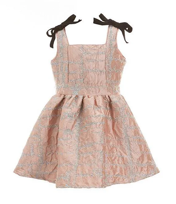 Little Girls 2T-6X Glitter Velvet Bow Party Dress