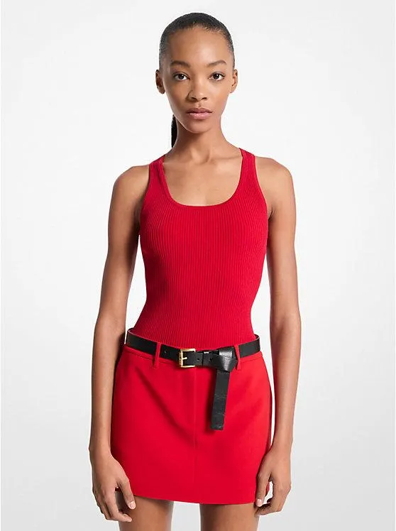 Ribbed Scoop-Neck Tank Top