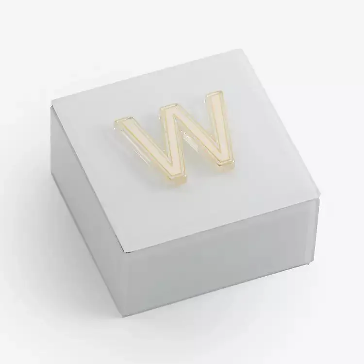 Ivory Glass Monogram W Jewelry Box