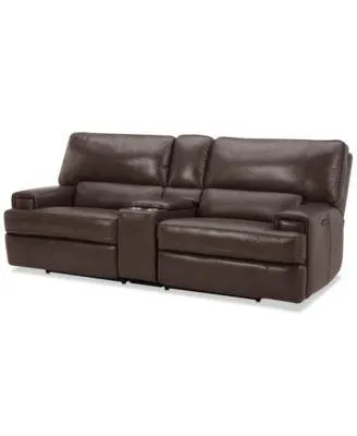 CLOSEOUT! Binardo 99" 3 Pc Zero Gravity Leather Sectional with 2 Recliners and 1 Console, Created for Macy's