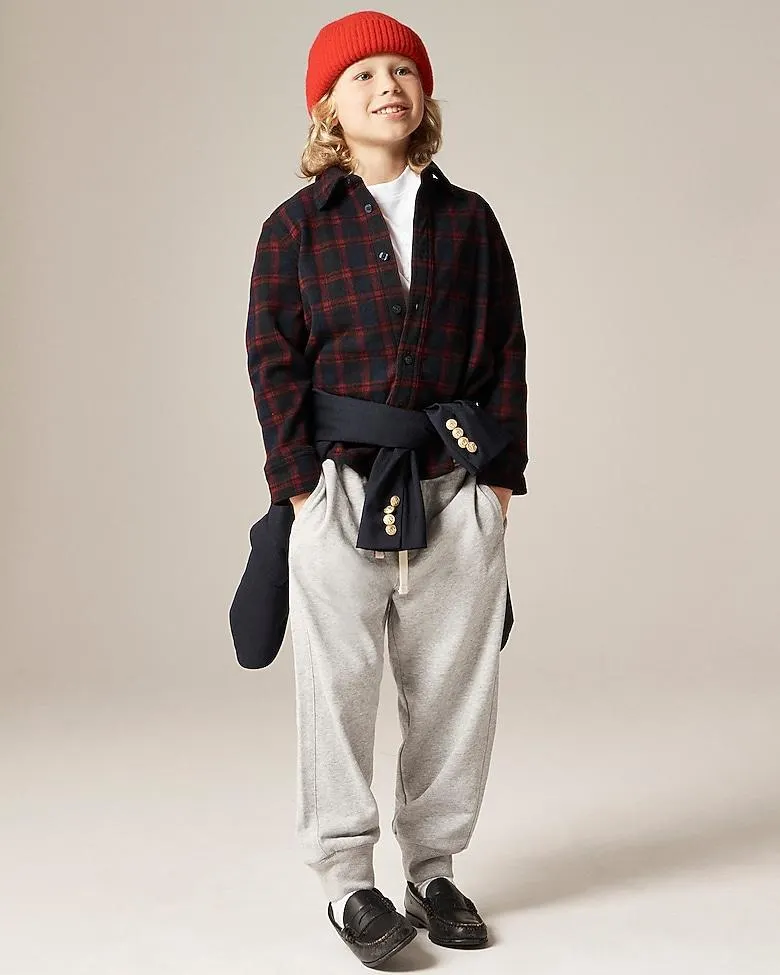 Kids' heavyweight Seaboard soft-knit shirt in navy plaid