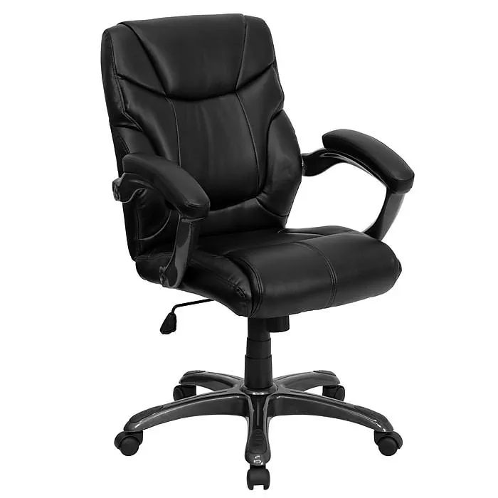 Flash Furniture Megan Ergonomic LeatherSoft Swivel Mid-Back Overstuffed Task Office Chair,