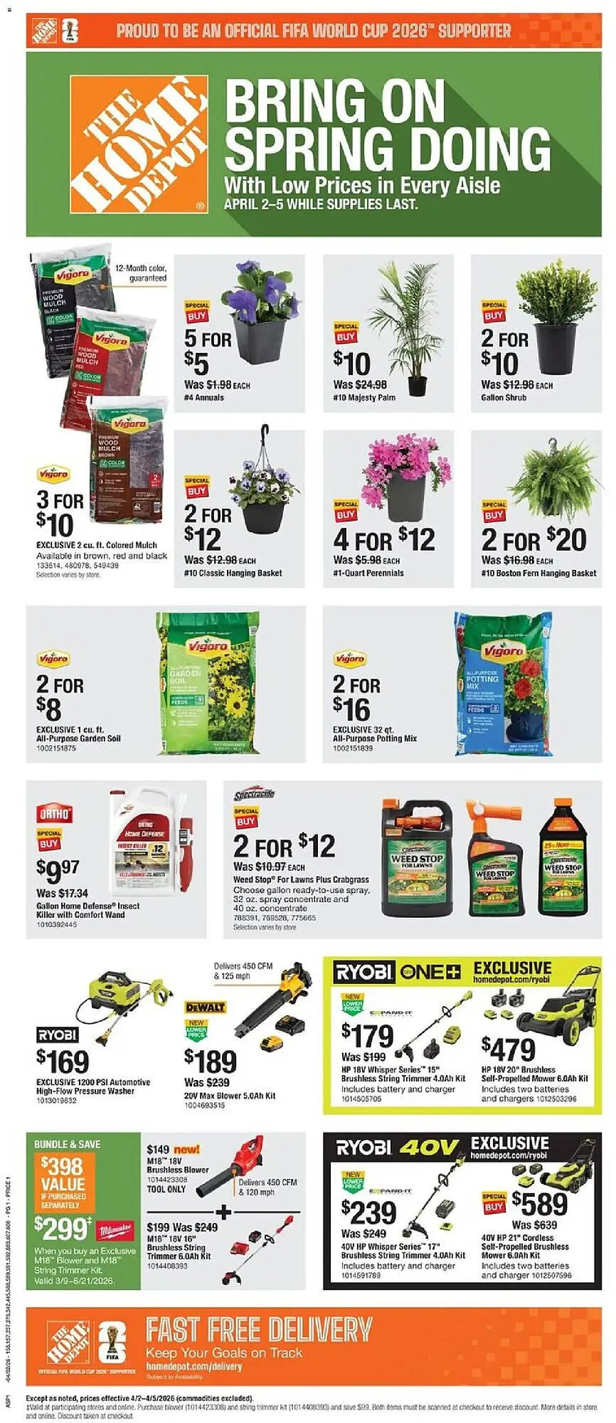 Weekly promotion The Home Depot flyer spanning from April 2 to April 5 2026 - Page 1 for Catalogue 365