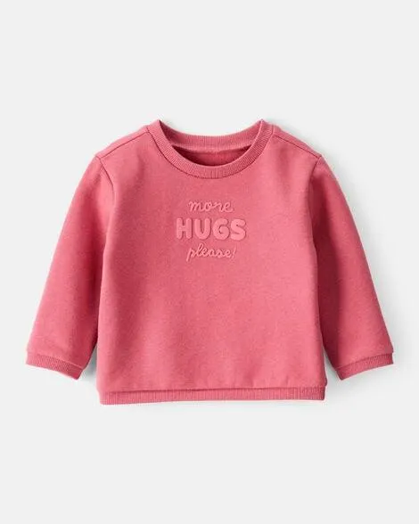 Baby Girl DayDream Fleece More Hugs Please Long-Sleeve Pullover Sweatshirt - Pink