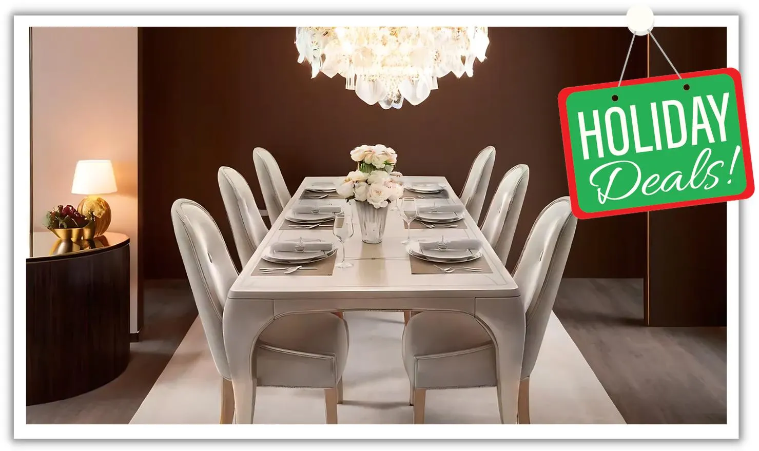 AICO London Place Rectangular Wooden Dining Set in Creamy Pearl