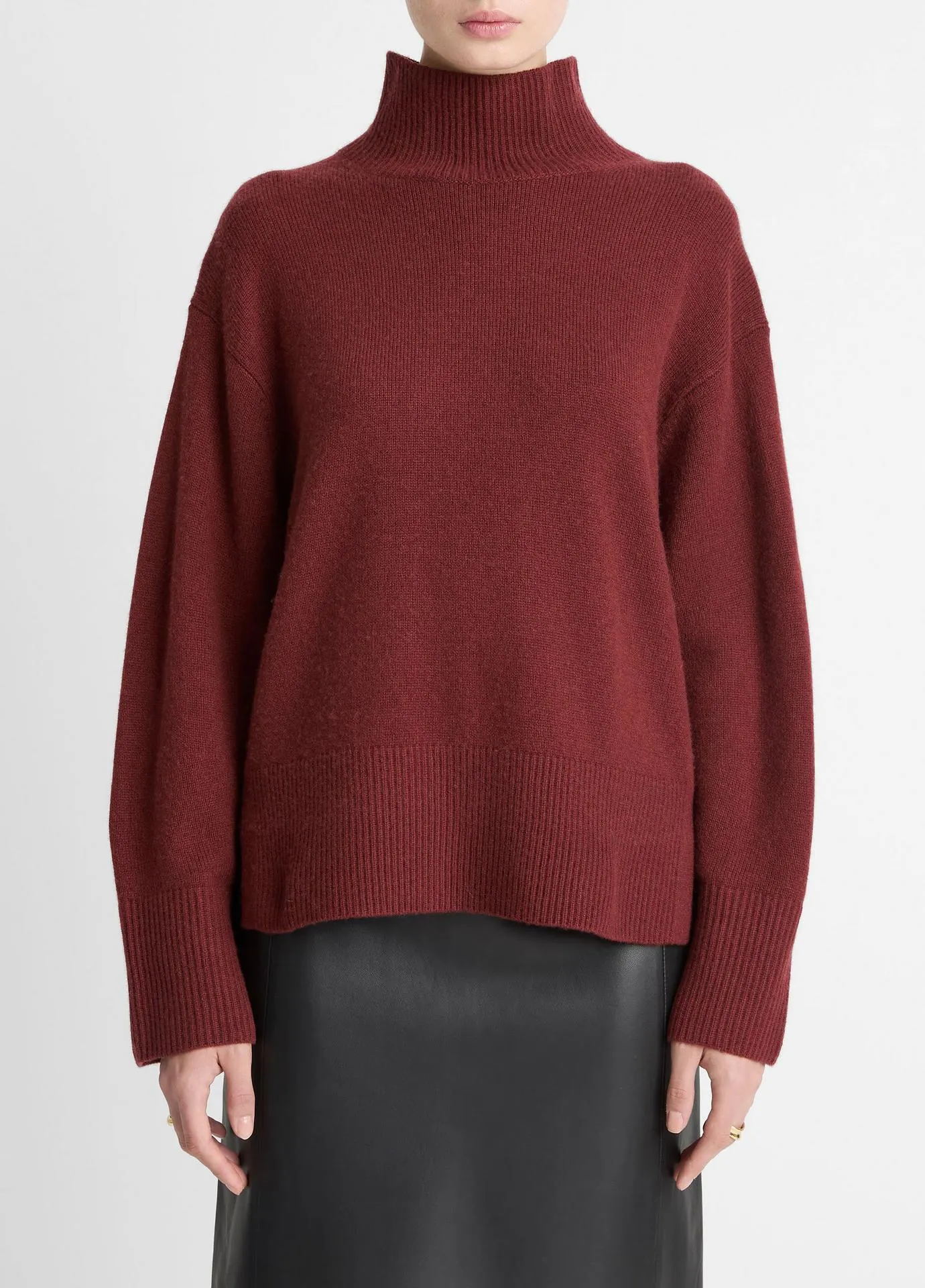 Wool-Cashmere Side-Slit Turtleneck Sweater