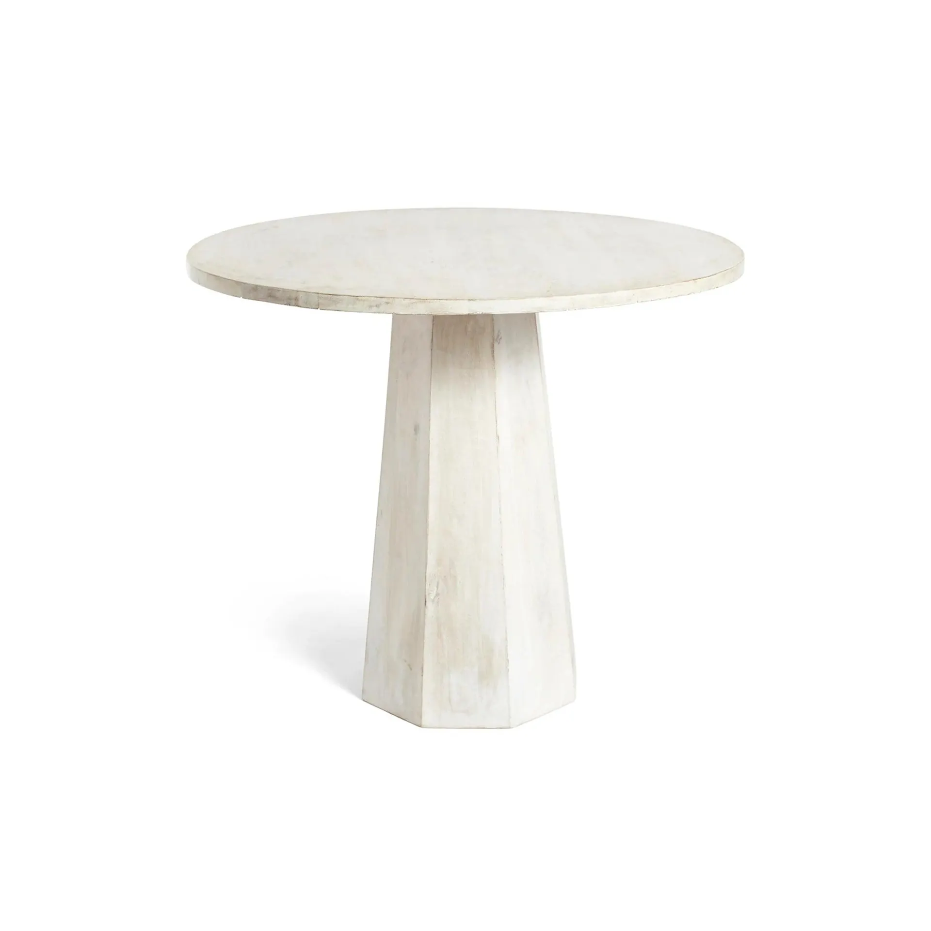 Whitewashed Pedestal Side Table
