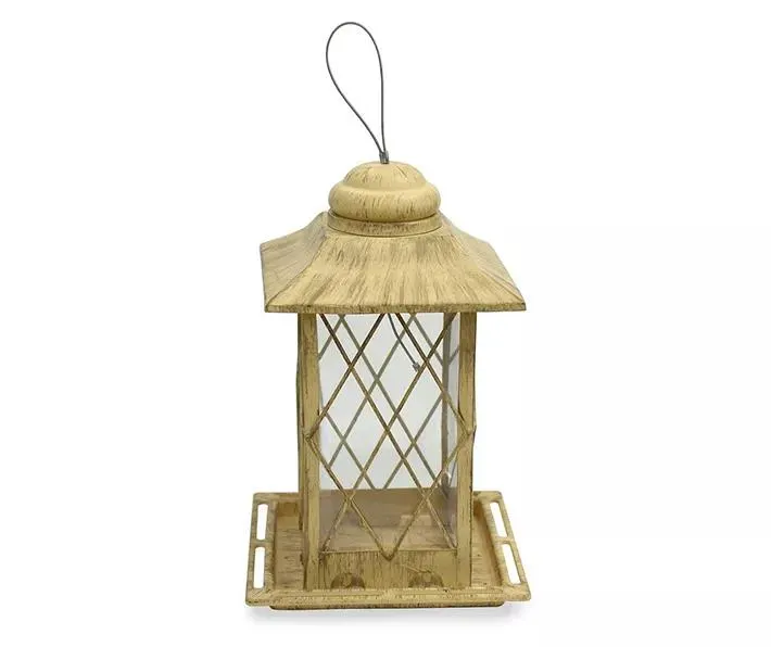 Yellow Metal Lantern Bird Feeder