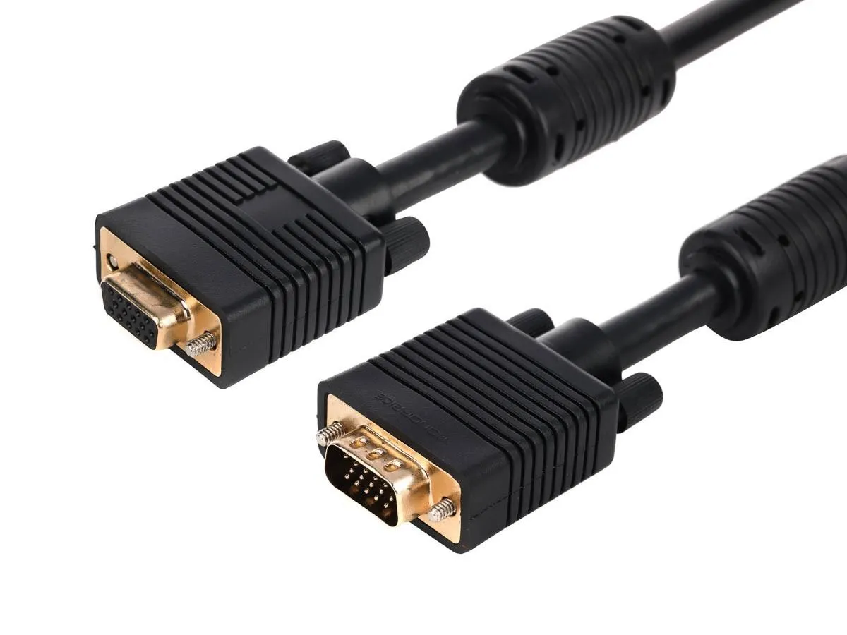 Monoprice 3ft SVGA Super VGA M/F Monitor Cable with Ferrites (Gold Plated)
