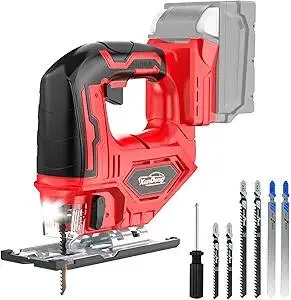 Cordless Jig Saw for Milwaukee 18V Battery, 2900RPM Max Motor, 0°-45° Bevel Cuts, 3-Position Orbital Setting for Straight/Curve/Circle(Wood/Metal/PVC), Variable Speed, Jigsaw w/LED Light(No Battery)