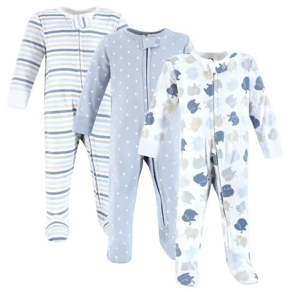 Hudson Baby Infant Boy Cotton Sleep and Play, Multi Color Boy Elephant