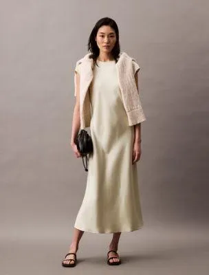 Matte Satin Midi Sheath Dress