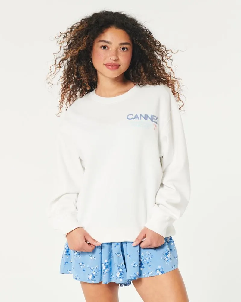 Oversized Cannes Racing Graphic Crew Sweatshirt