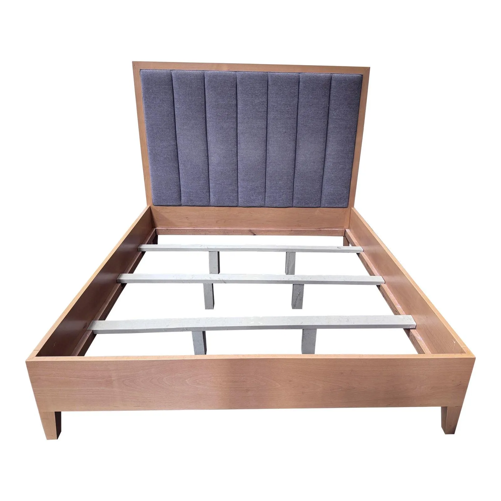 California King Size Custom Design Maple + Fabric Bed Frame