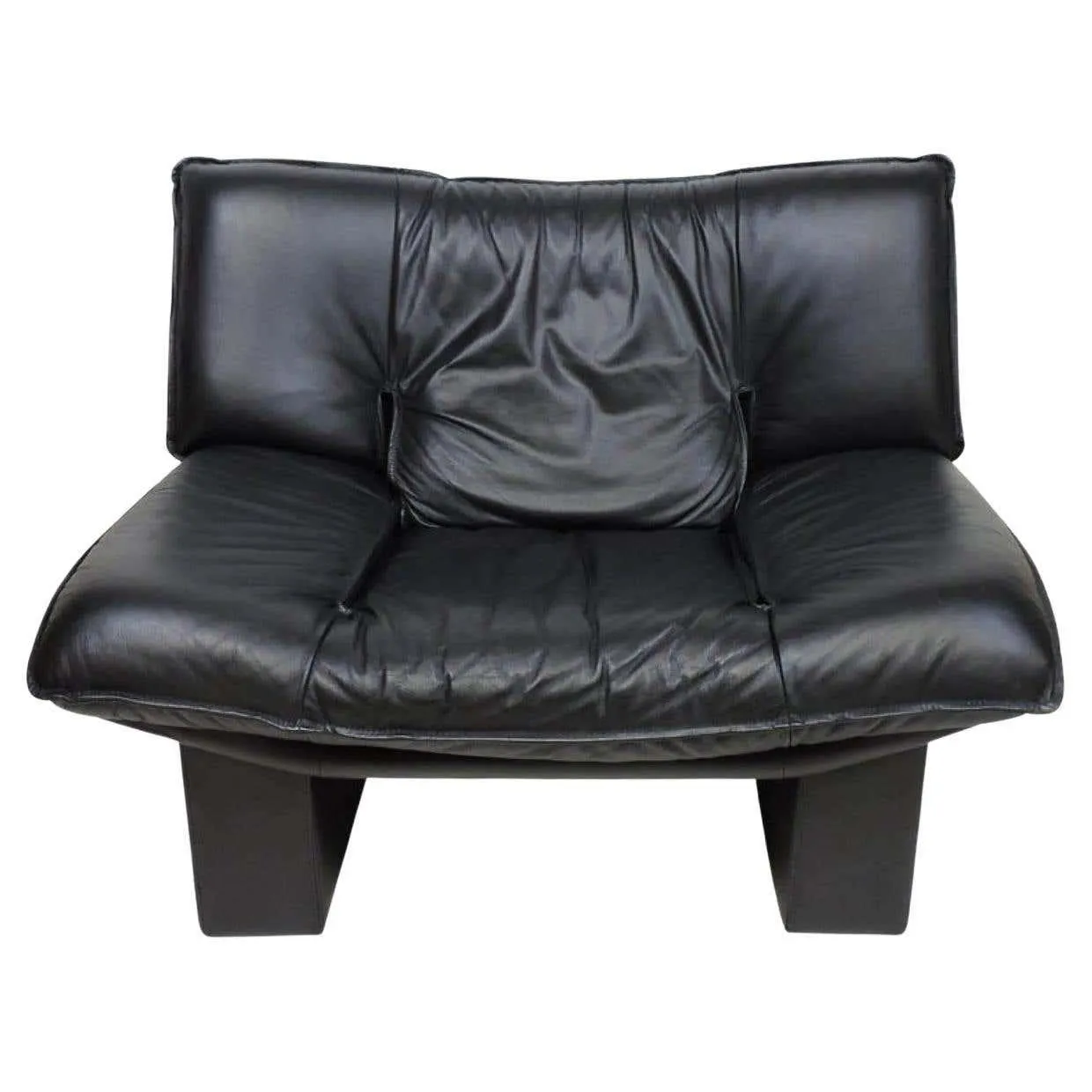 Black Nicoletti Salotti Post Modern Italian Leather Low lounge chair