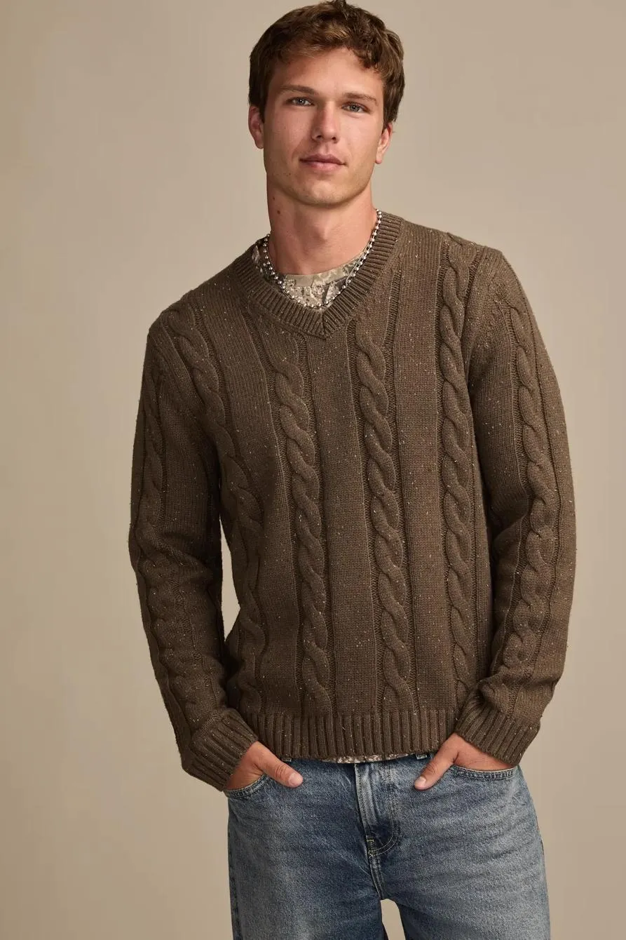 v-neck cable sweater