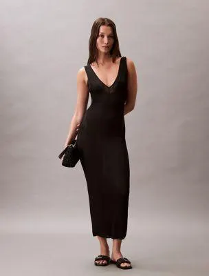 Viscose Ribbed Midi Dress