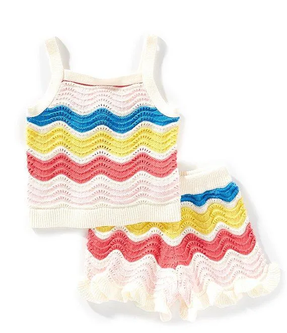 Baby Girls Sleeveless Tank Top & Crochet Shorts Set