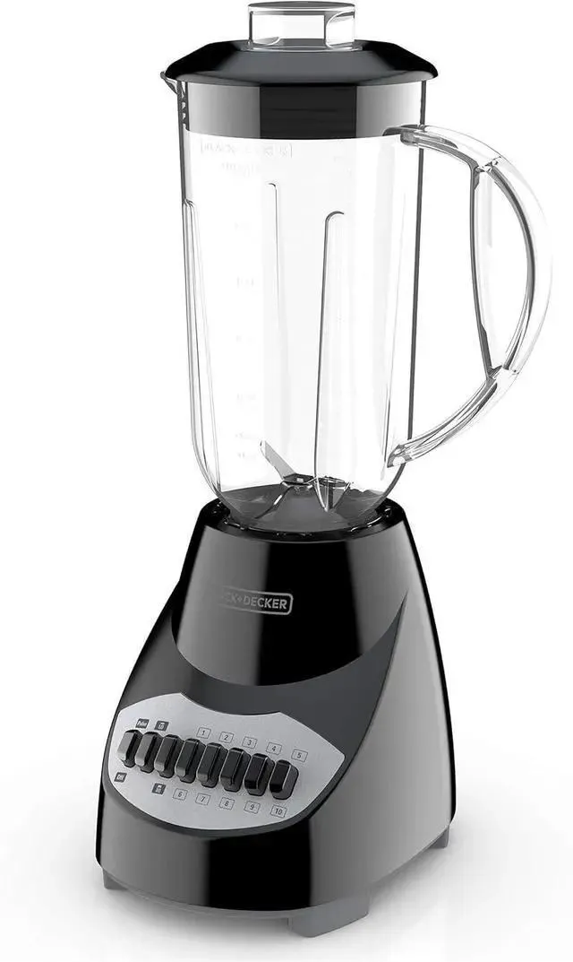 BLACK+DECKER 10-Speed Countertop Blender, BL2010BP, 6-Cup Plastic Jar, Dishwasher-Safe, Stainless Steel, Suction Feet