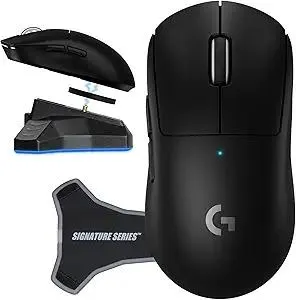 Logitech PRO X Superlight Wireless Gaming Mouse, Black | Ultra-Lightweight, Hero Sensor, 25600 DPI, 5 Programmable Buttons, Lightspeed Wireless, PC/Mac | with Signature Series Charging Dock