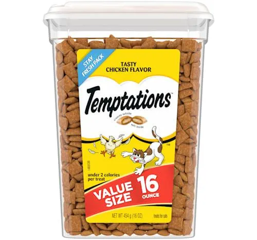 Temptations Classics Tasty Chicken Flavor Crunchy and Soft Cat Treats, 16 oz.