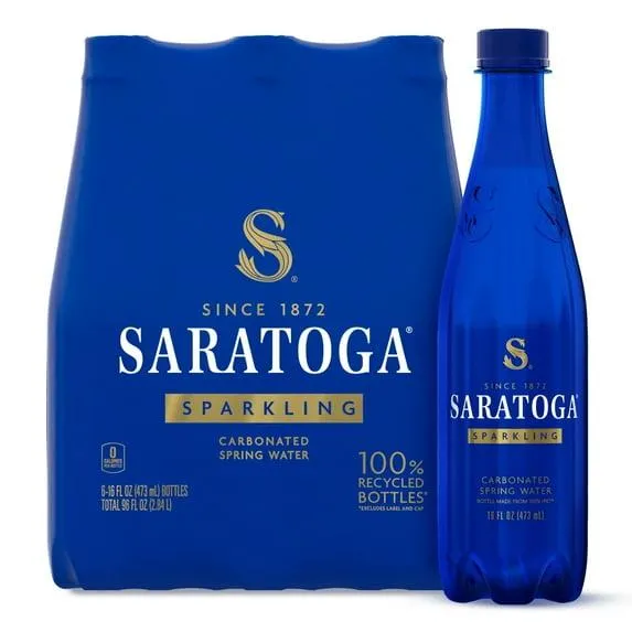 Saratoga Sparkling Spring Water, 16 Fl Oz, 6-Pack Plastic Bottles