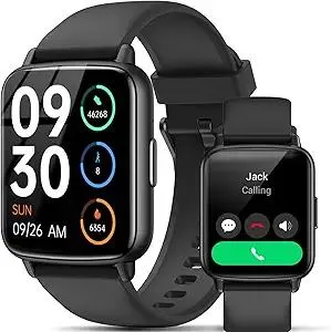 Smart Watch, 1.83" HD Smartwatch for Men Women, Fitness Watch with 100+ Sport Modes, IP68 Waterproof/Heart Rate/Sleep Monitor, Activity Trackers for iOS/Android (Black)