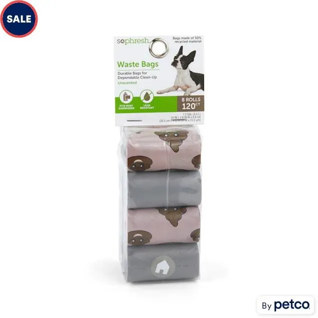 So Phresh Blue & Brown Poop Face Unscented Dog Waste Bags, Count of 120