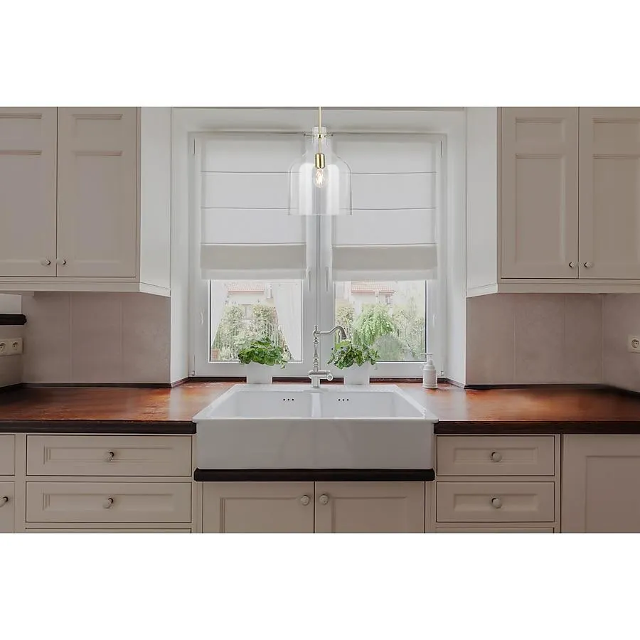 allen + roth Kesteven 1 -Light Brushed gold Modern/contemporary Clear glass Jar Mini Hanging Pendant light