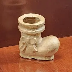 Paper Mache Santa Boot with Ribbon