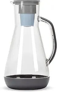Hydros 64 Ounce Water Filter Pitcher with Patented Fast Flo Tech, 60 Second Quick Fill-Up and BPA-Free Recyclable Filter, Eight Cup Capacity, Grey