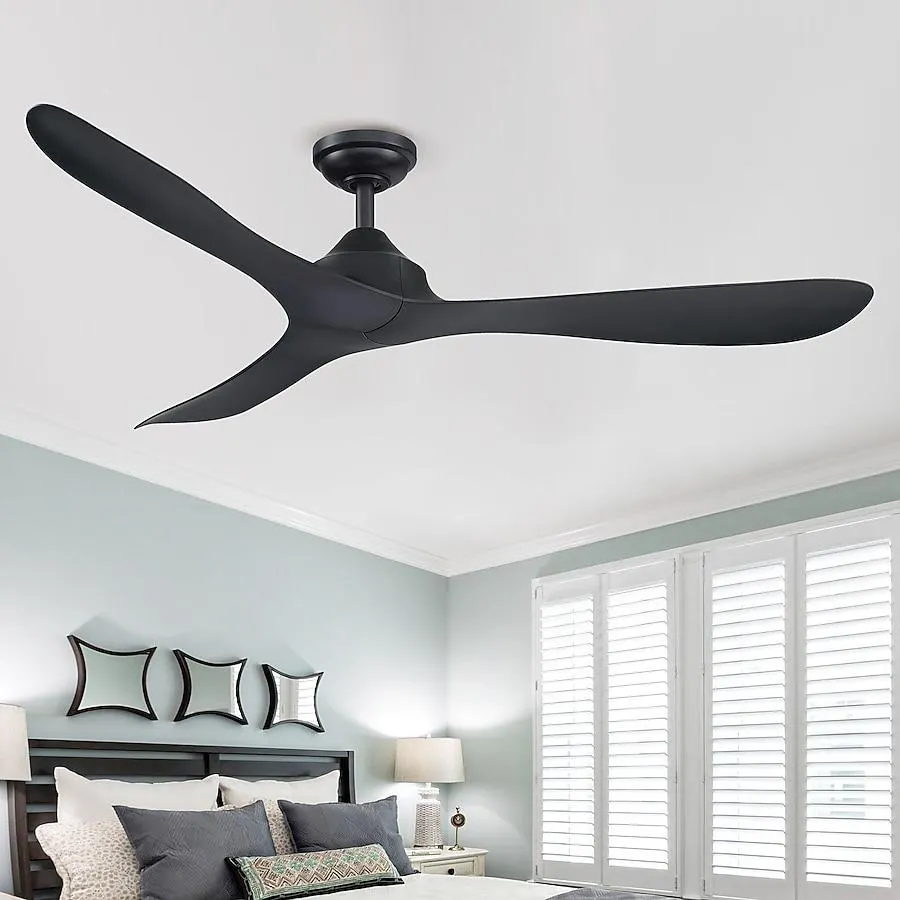 Parrot Uncle 56-Inches Black with Black Blades Indoor/Outdoor Downrod mount Propeller Ceiling Fan and Remote ( 3 -Blade)