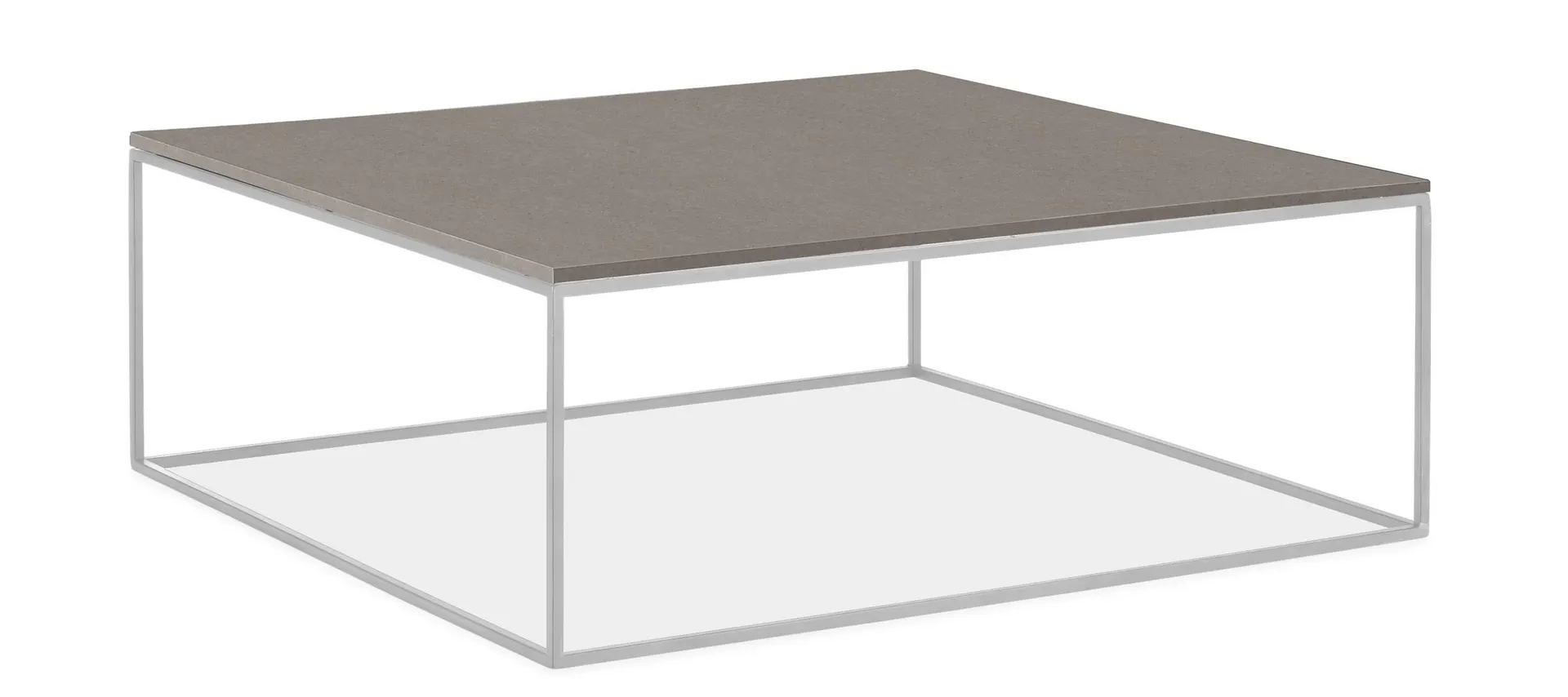 Tyne 40w 40d 15h Square Coffee Table in Stainless Steel w/Fog Top